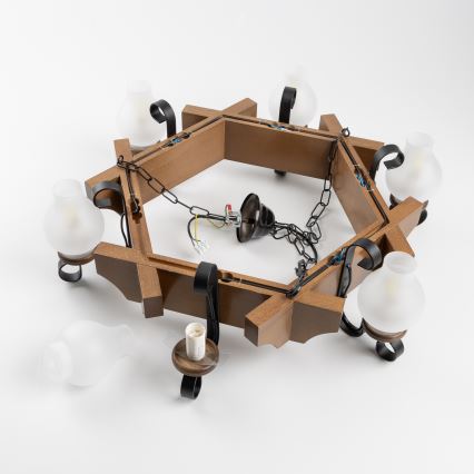 Brilagi - Luster na lancu QUEEN 6xE14/40W/230V bukva/orah