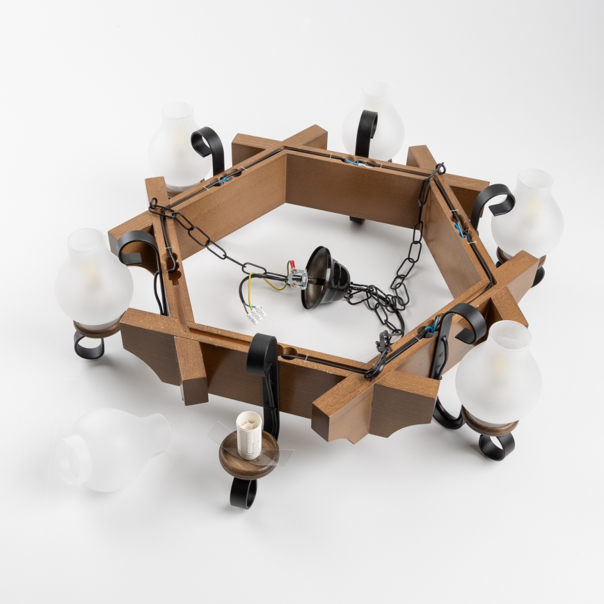 Brilagi - Luster na lancu QUEEN 6xE14/40W/230V bukva/orah