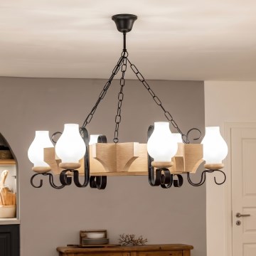 Brilagi - Luster na lancu QUEEN 6xE14/40W/230V hrast