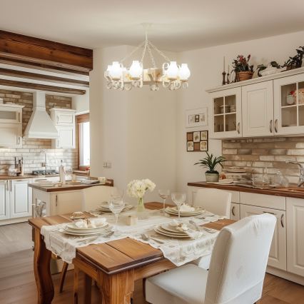 Brilagi - Luster na lancu QUEEN 8xE14/40W/230V buk/krem