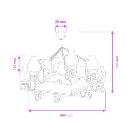 Brilagi - Luster na lancu QUEEN 8xE14/40W/230V bukva/orah