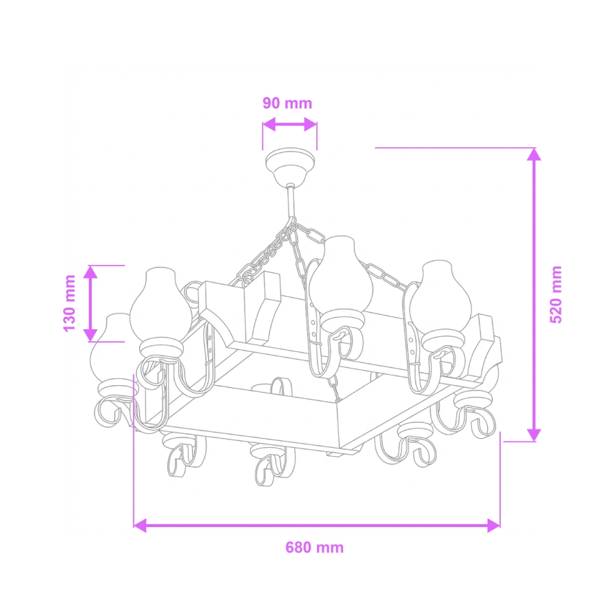 Brilagi - Luster na lancu QUEEN 8xE14/40W/230V bukva/orah