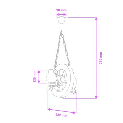 Brilagi - Luster na lancu ROATA 2xE14/40W/230V bukva/orah