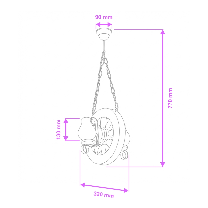 Brilagi - Luster na lancu ROATA 2xE14/40W/230V bukva/orah