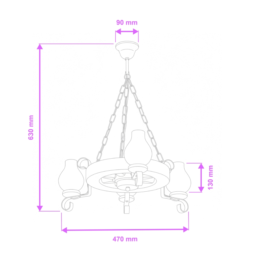 Brilagi - Luster na lancu ROATA 3xE14/40W/230V bukva/orah