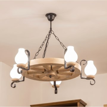 Brilagi - Luster na lancu ROATA 5xE14/40W/230V hrast