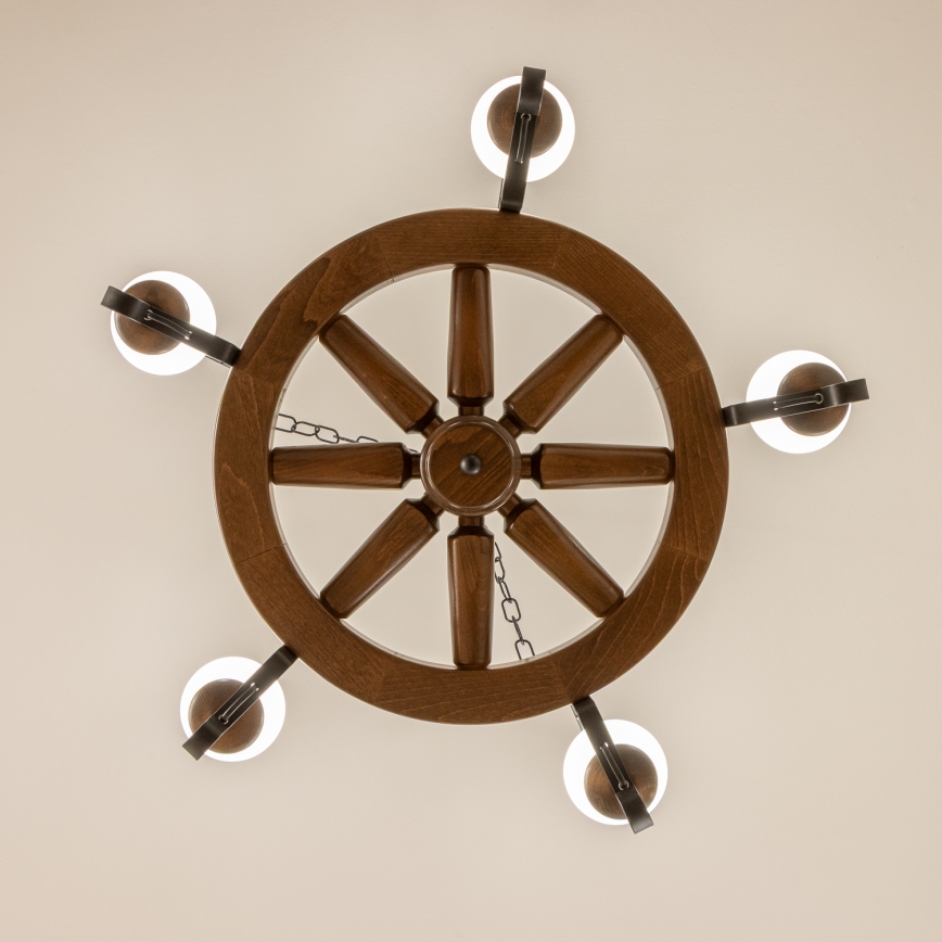 Brilagi - Luster na lancu ROATA 5xE14/40W/230V Ø 70 cm buk/orah