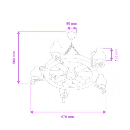 Brilagi - Luster na lancu ROATA 5xE14/40W/230V Ø 70 cm buk/orah