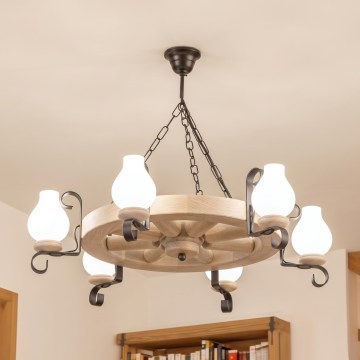 Brilagi - Luster na lancu ROATA 6xE14/40W/230V hrast
