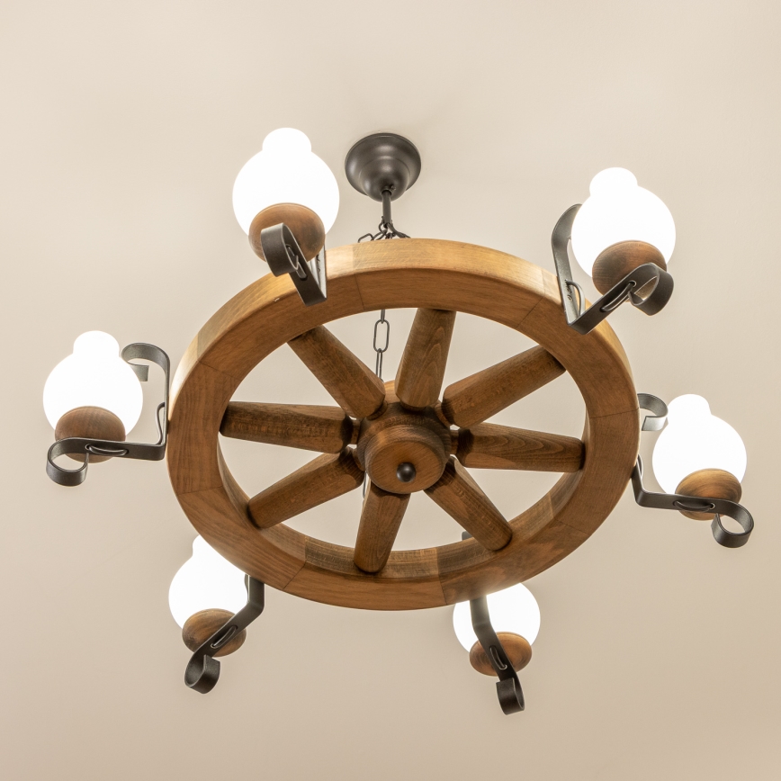 Brilagi - Luster na lancu ROATA 6xE14/40W/230V promjer 70 cm bukovo drvo