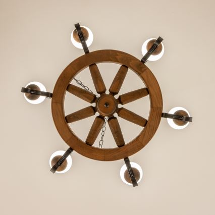 Brilagi - Luster na lancu ROATA 6xE14/40W/230V promjer 70 cm bukovo drvo