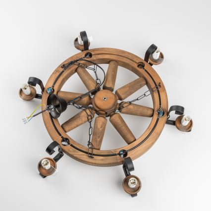 Brilagi - Luster na lancu ROATA 6xE14/40W/230V promjer 70 cm bukovo drvo