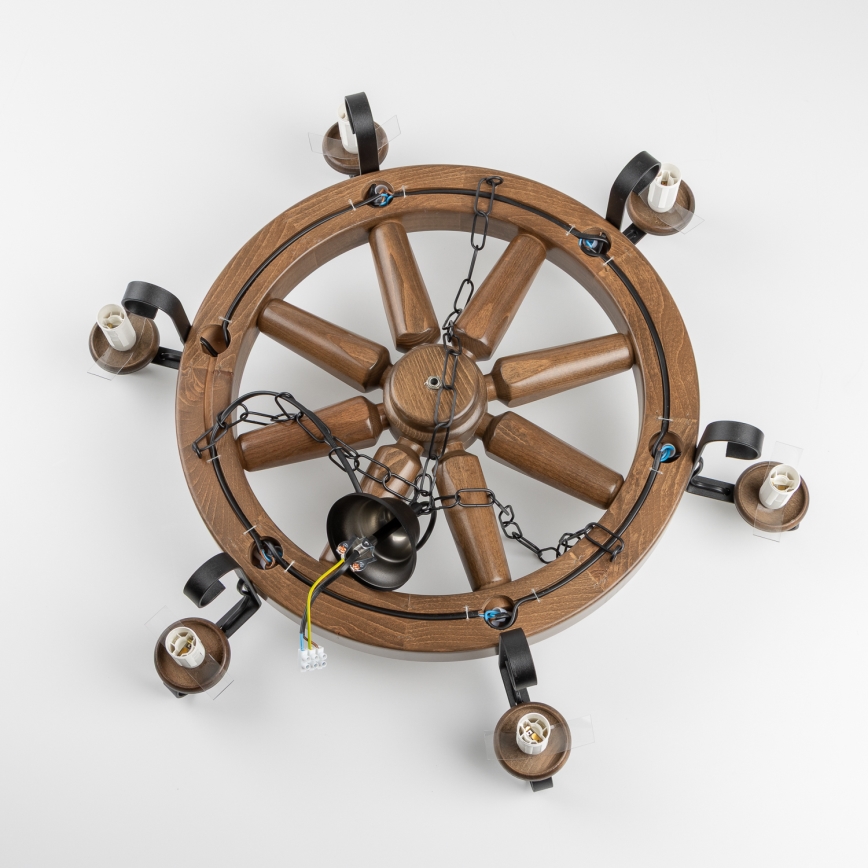 Brilagi - Luster na lancu ROATA 6xE14/40W/230V Ø 70 cm bukva/orah