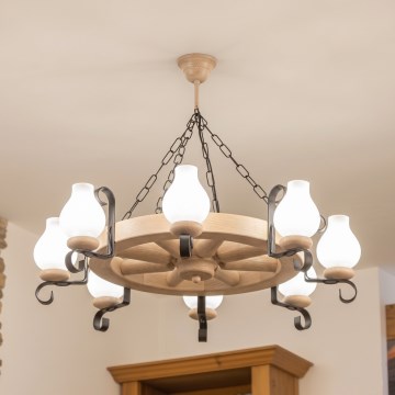 Brilagi - Luster na lancu ROATA 8xE14/40W/230V hrast