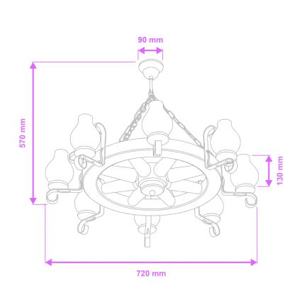 Brilagi - Luster na lancu ROATA 8xE14/40W/230V promjer 70 cm bukva