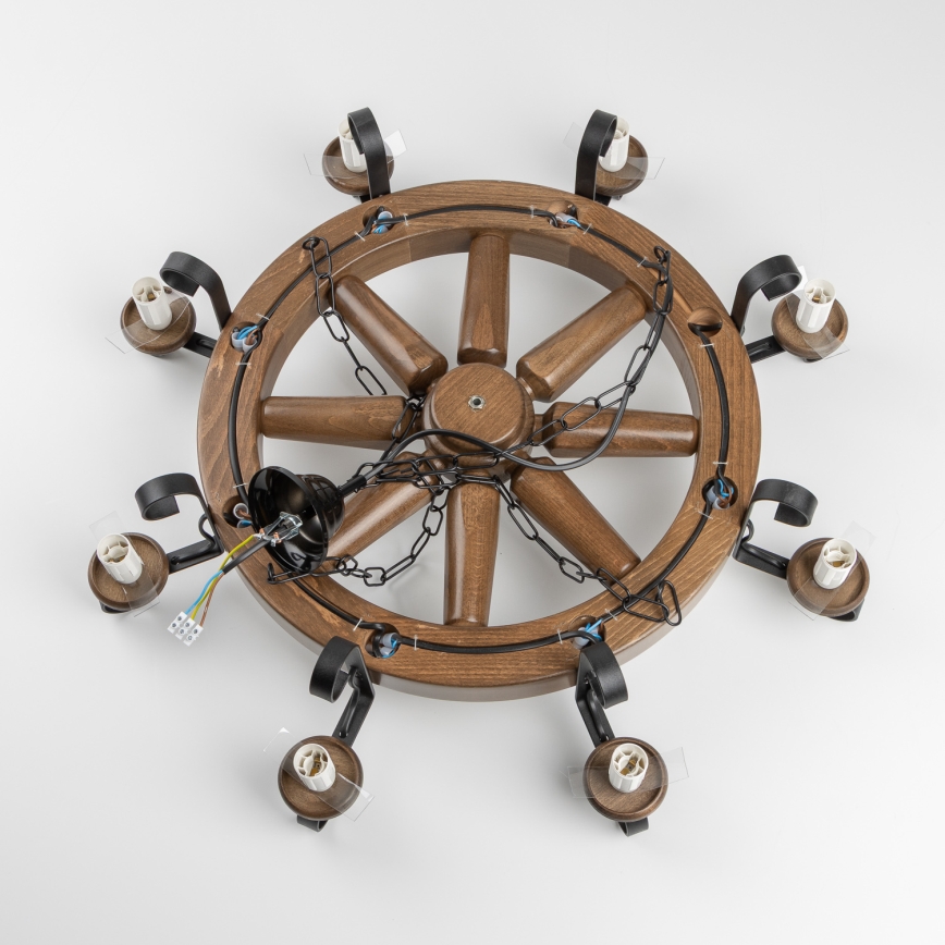 Brilagi - Luster na lancu ROATA 8xE14/40W/230V, promjer 70 cm, bukva/orah