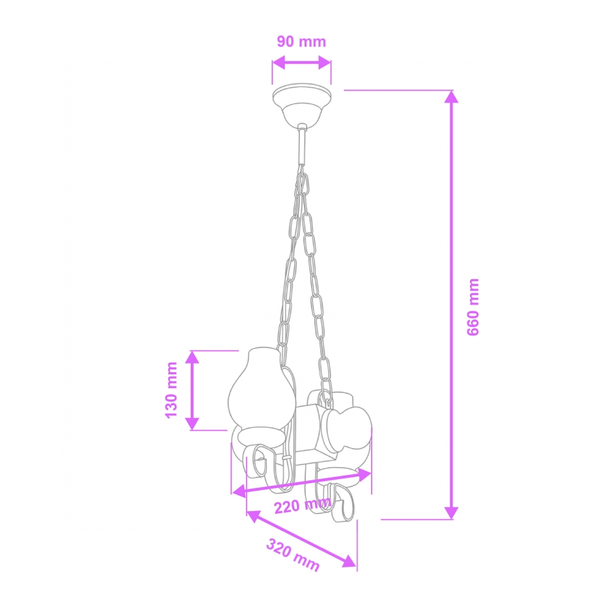 Brilagi - Luster na lancu RUSTIC 2xE14/40W/230V bukva/orah