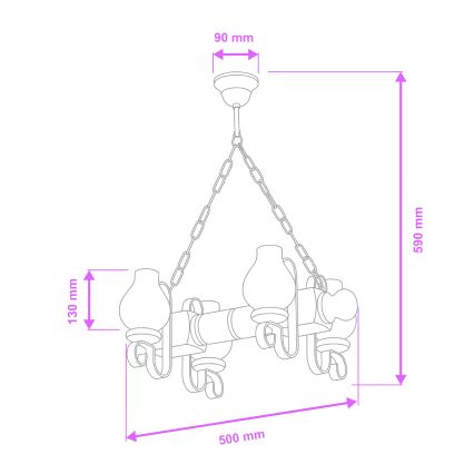 Brilagi - Luster na lancu RUSTIC 4xE14/40W/230V bukva/orah