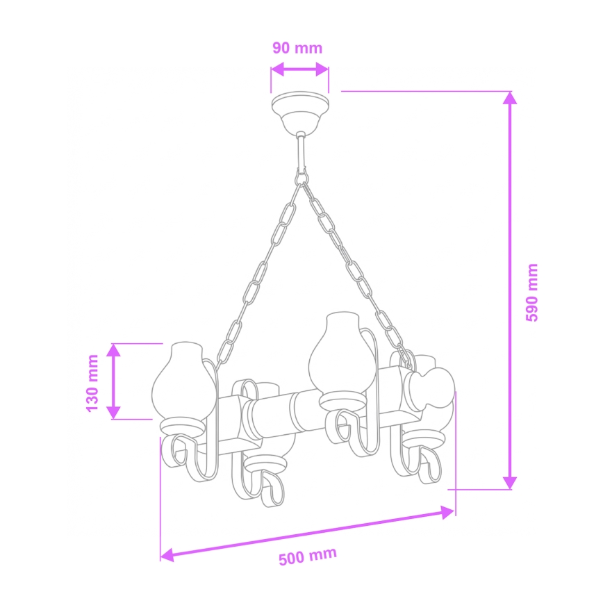 Brilagi - Luster na lancu RUSTIC 4xE14/40W/230V bukva/orah