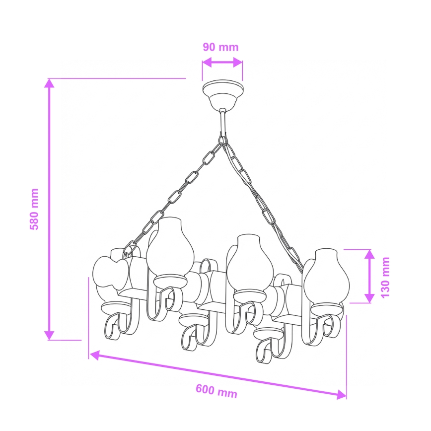 Brilagi - Luster na lancu RUSTIC 6xE14/40W/230V bukva/orah