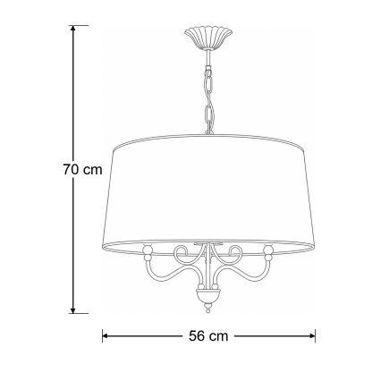 BRILAGI - Luster na lancu SONIA 3xE27/15W/230V Ø 56 cm krem/patina