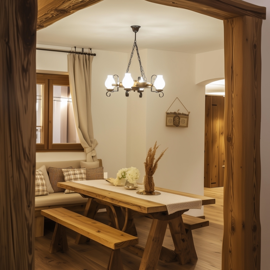 Brilagi - Luster na lancu TIMONA 4xE14/40W/230V Ø 50 cm bukva/orah