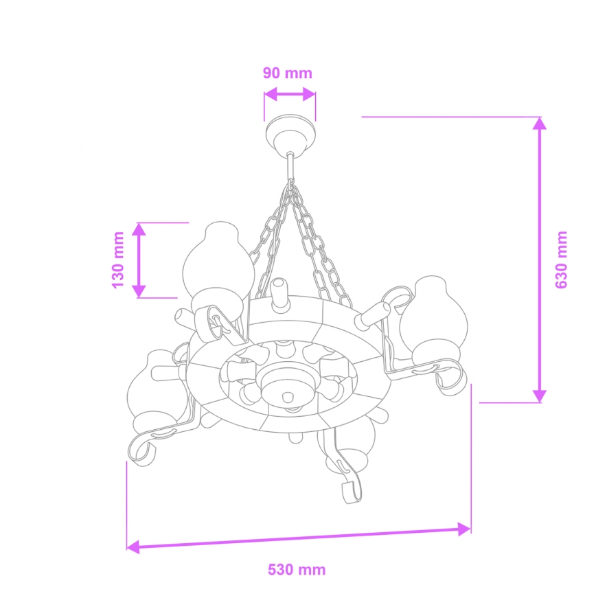 Brilagi - Luster na lancu TIMONA 4xE14/40W/230V Ø 50 cm bukva/orah