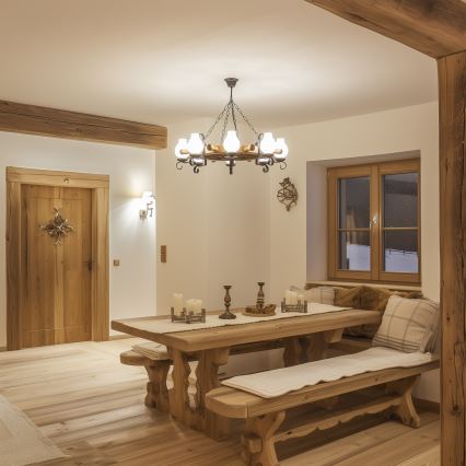 Brilagi - Luster na lancu TIMONA 8xE14/40W/230V Ø 70 cm buk/orah