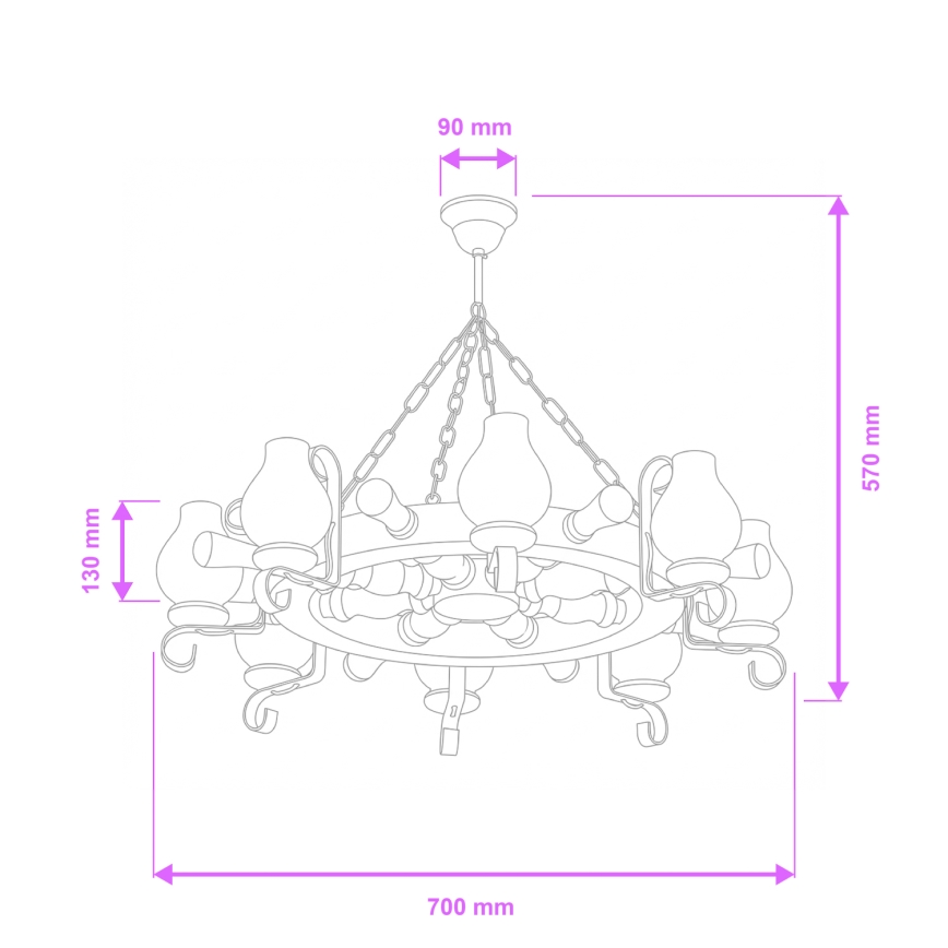 Brilagi - Luster na lancu TIMONA 8xE14/40W/230V Ø 70 cm buk/orah