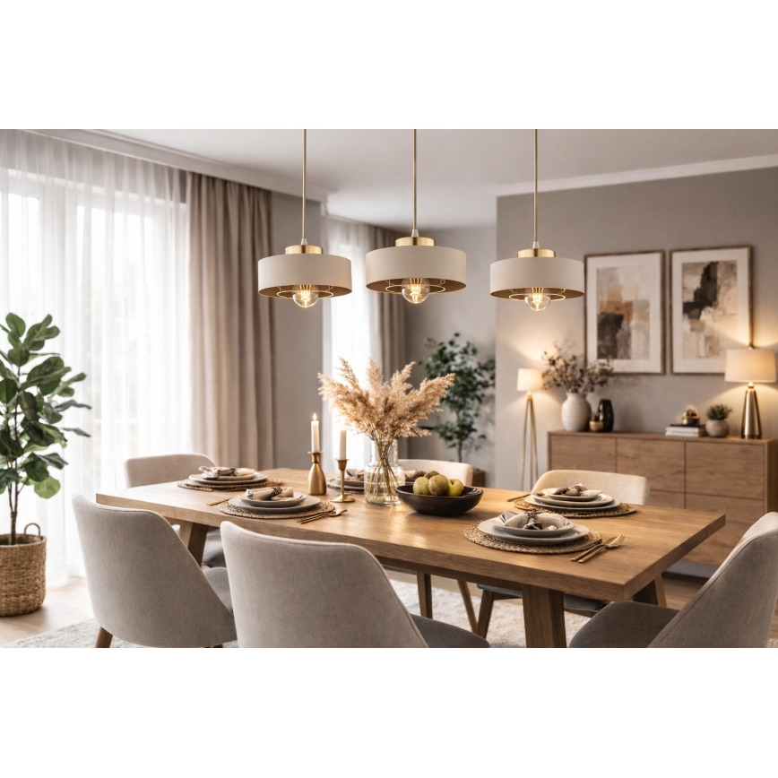 Brilagi - Luster na sajli 1xE27/60W/230V Ø 20 cm bež/zlatna