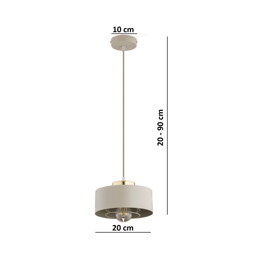 Brilagi - Luster na sajli 1xE27/60W/230V Ø 20 cm bež/zlatna