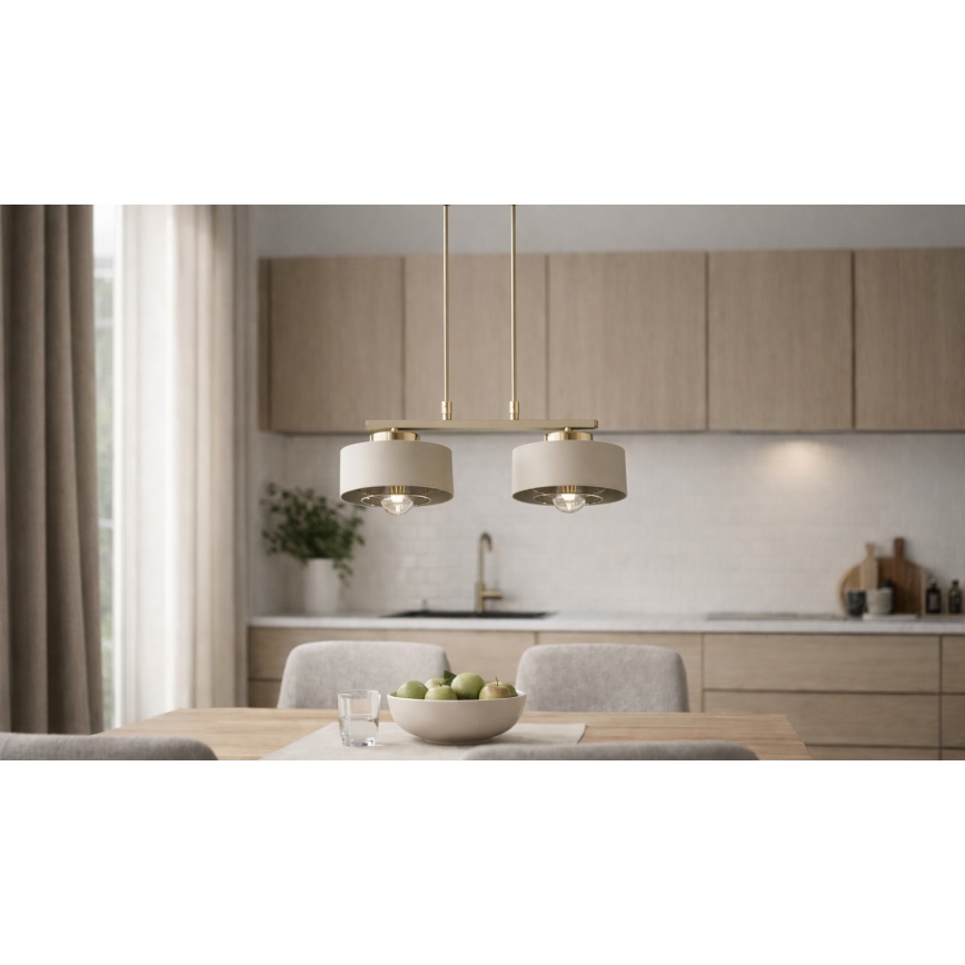 Brilagi - Luster na sajli 2xE27/60W/230V bež/zlatna