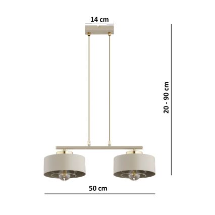 Brilagi - Luster na sajli 2xE27/60W/230V bež/zlatna