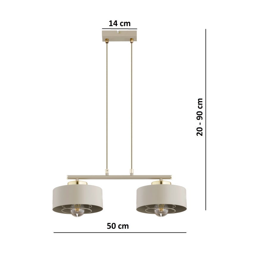 Brilagi - Luster na sajli 2xE27/60W/230V bež/zlatna