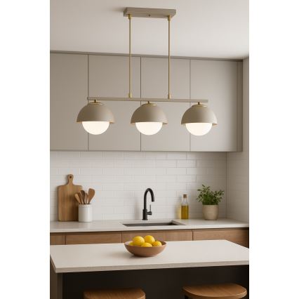 Brilagi - Luster na sajli 3xE27/60W/230V bež/zlatan