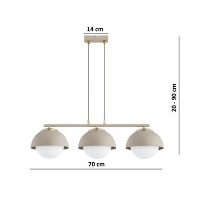 Brilagi - Luster na sajli 3xE27/60W/230V bež/zlatan