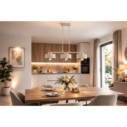 Brilagi - Luster na sajli 3xE27/60W/230V bež/zlatna