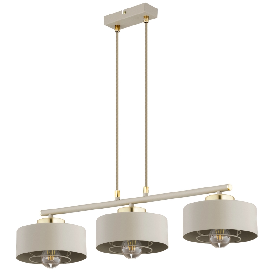 Brilagi - Luster na sajli 3xE27/60W/230V bež/zlatna