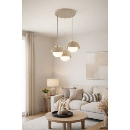 Brilagi - Luster na sajli 3xE27/60W/230V bež/zlatna