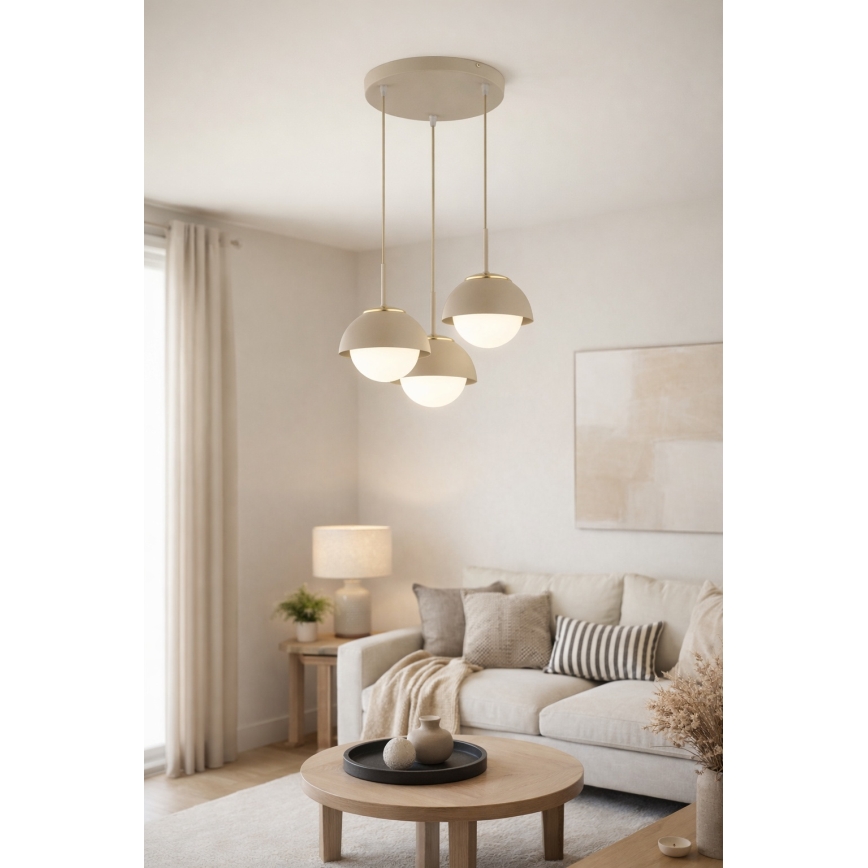 Brilagi - Luster na sajli 3xE27/60W/230V bež/zlatna