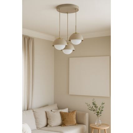 Brilagi - Luster na sajli 3xE27/60W/230V bež/zlatna