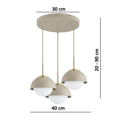 Brilagi - Luster na sajli 3xE27/60W/230V bež/zlatna
