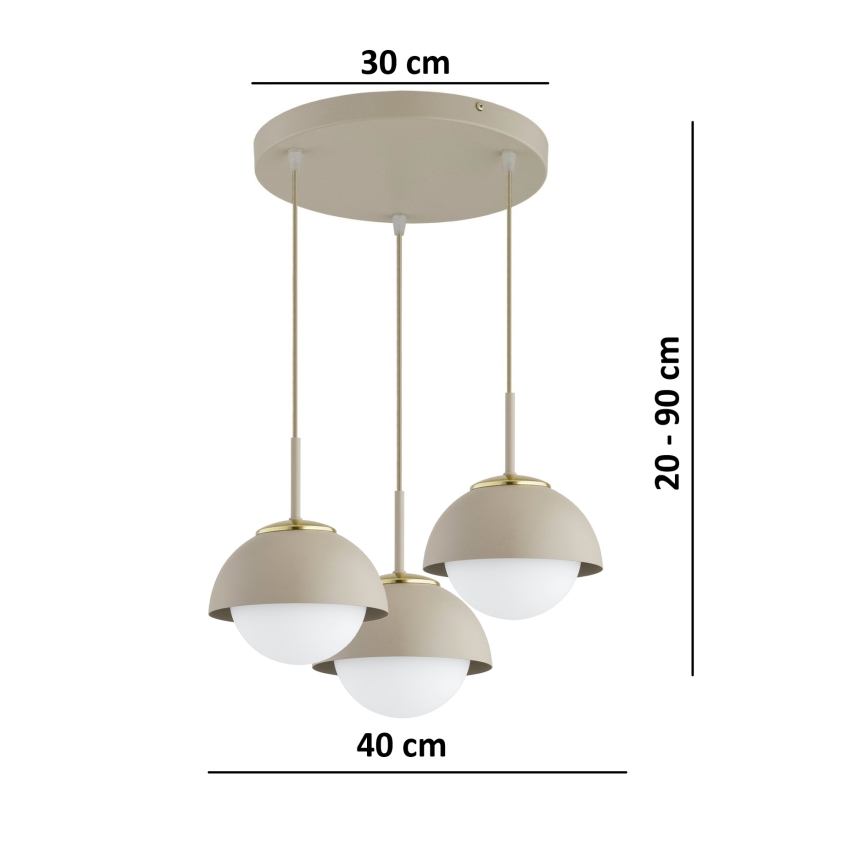 Brilagi - Luster na sajli 3xE27/60W/230V bež/zlatna