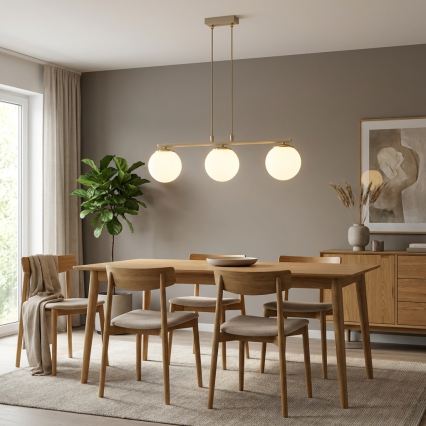 Brilagi - Luster na sajli 3xE27/60W/230V bež/zlatni