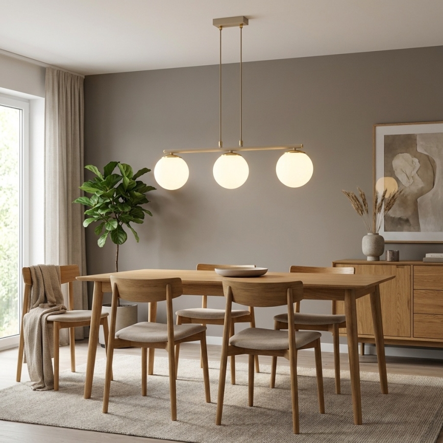 Brilagi - Luster na sajli 3xE27/60W/230V bež/zlatni
