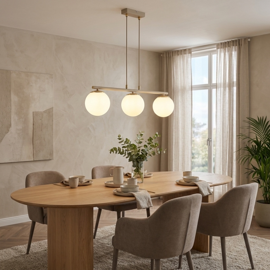 Brilagi - Luster na sajli 3xE27/60W/230V bež/zlatni