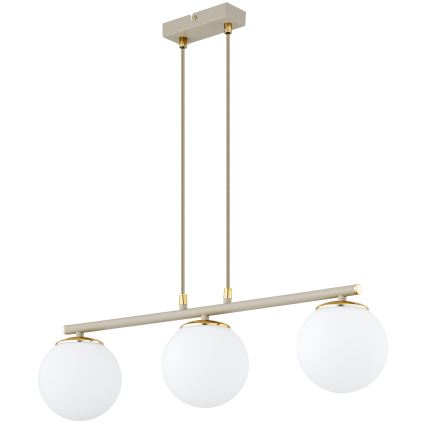 Brilagi - Luster na sajli 3xE27/60W/230V bež/zlatni