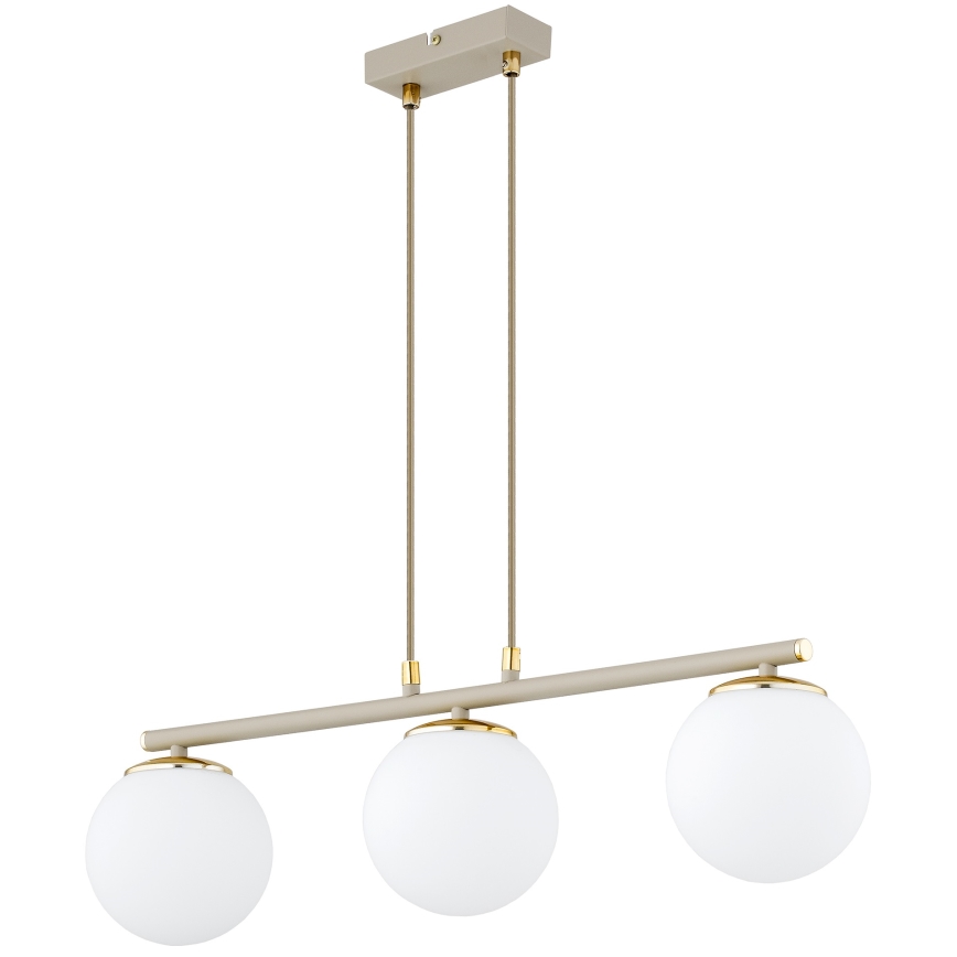 Brilagi - Luster na sajli 3xE27/60W/230V bež/zlatni