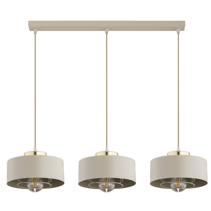 Brilagi - Luster na sajli 3xE27/60W/230V bež/zlatni