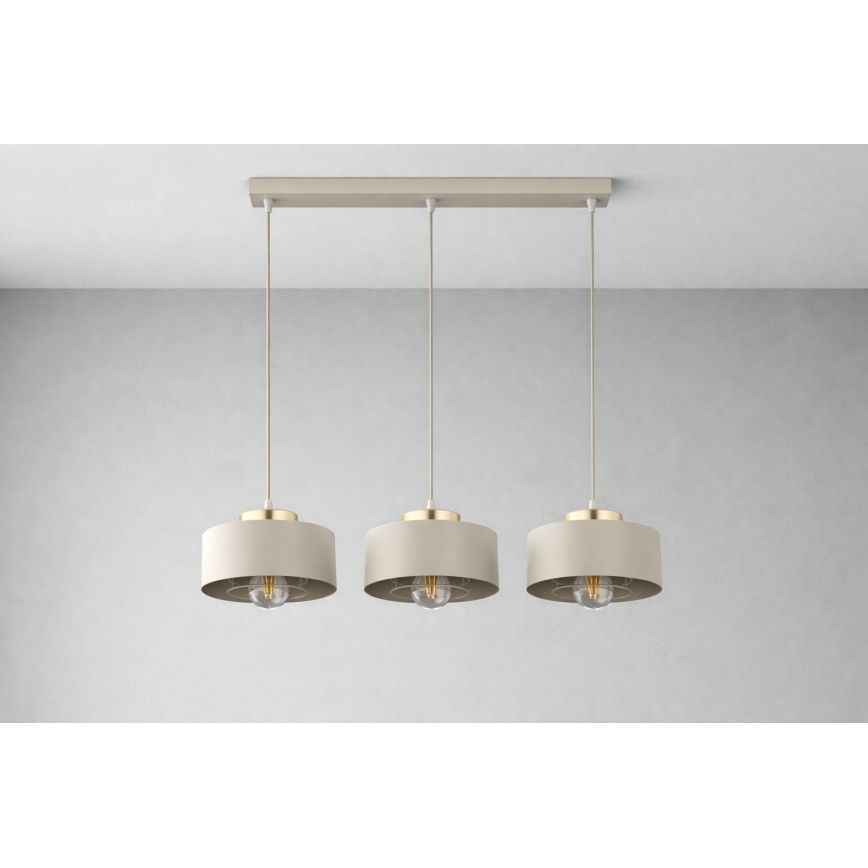 Brilagi - Luster na sajli 3xE27/60W/230V bež/zlatni